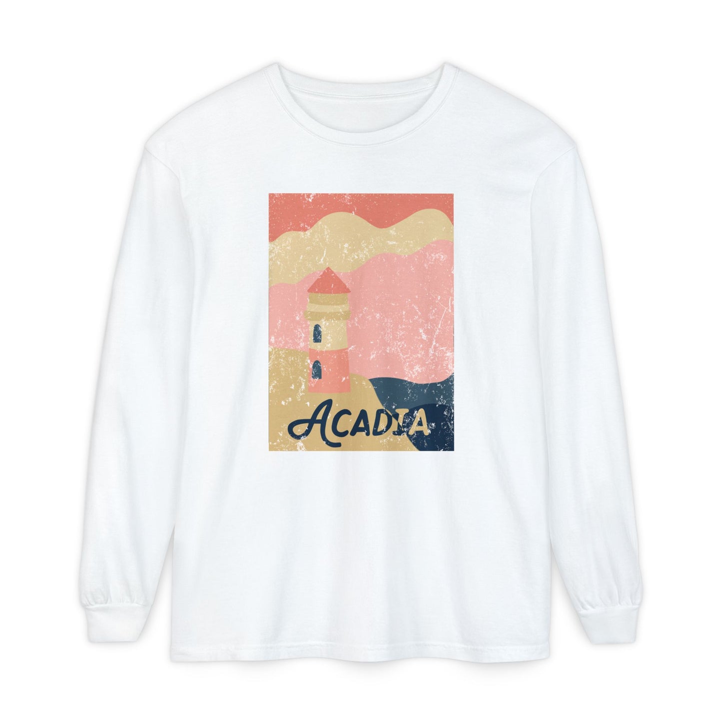 Acadia Lighthouse – Vintage Sunset Long Sleeve Tee