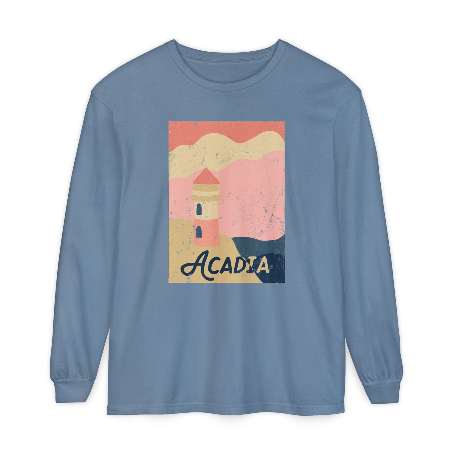 Acadia Lighthouse – Vintage Sunset Long Sleeve Tee