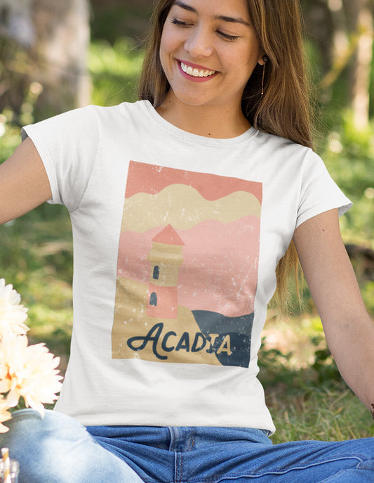 Acadia Lighthouse – Vintage Sunset Tee