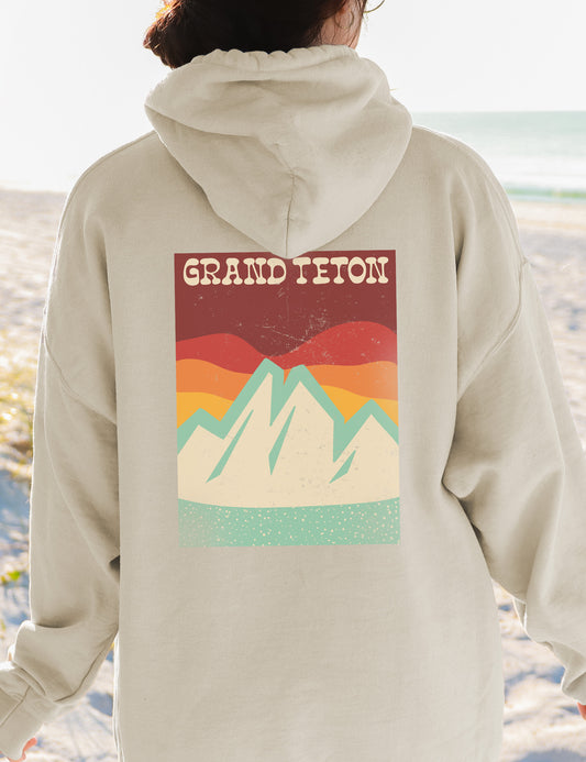 Grand Teton – Retro Sunset Peaks Soft Hoodie