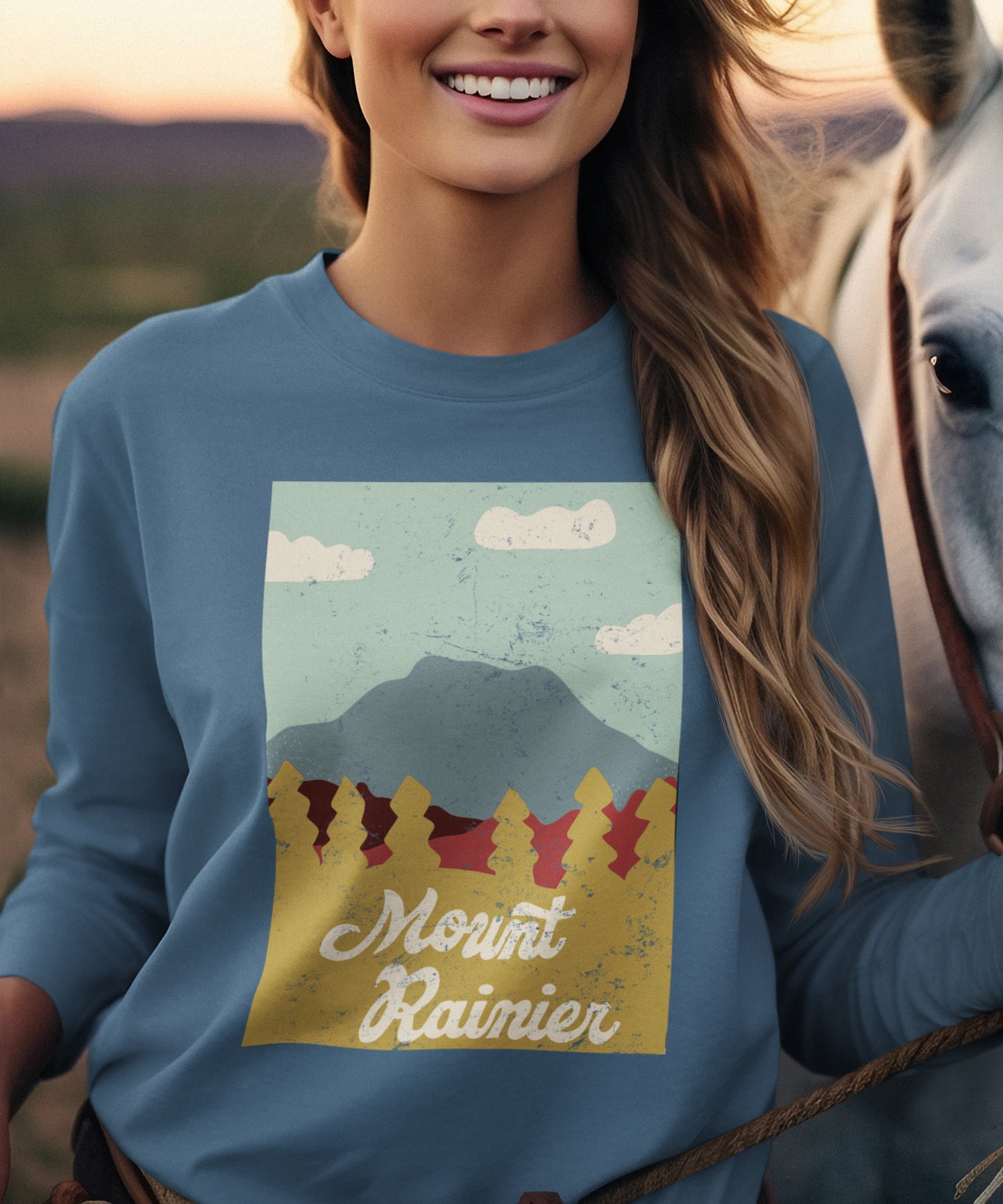 Mount Rainier – Evergreen Skyline Long Sleeve Tee